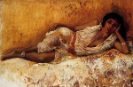 Edwin Lord Weeks - Bilder Gemälde - Moorish Girl Lying on a Couch