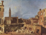 Canaletto - Bilder Gemälde - Der Hof der Steinmetzen