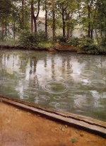 Gustave Caillebotte - Bilder Gemälde - The Yerres Rain (Riverbank in the Rain)
