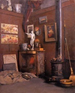Gustave Caillebotte - Bilder Gemälde - Interior of a Studio with Stove