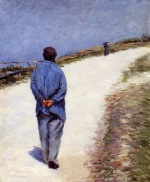 Gustave Caillebotte - Bilder Gemälde - Man in a Smock (Father Magloire on the Road between Saint Claire and Etretat)