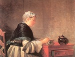 Jean Simeon Chardin - Bilder Gemälde - Lady Taking Tea