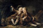 Francois Hubert Drouais - Bilder Gemälde - The Children of the Duc de Bouillon Dressed as Montagnards