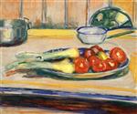 Bild:Still Life with Tomatoes, Leek and Casseroles