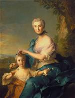 Jean Marc Nattier - Bilder Gemälde - Madame Crozat de Thiers and her Daughter