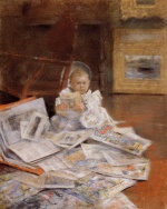 William Merritt Chase - Bilder Gemälde - Child with Prints