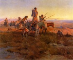 Charles Marion Russell - Bilder Gemälde - In the Wake of the Bufallo Hunters