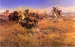 Charles Marion Russell - Bilder Gemälde - Running Buffalo