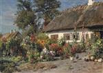 Bild:A Cottage Garden with Chickens