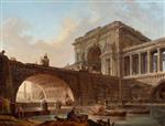 Bild:Architectural Capriccio with Bridge and Triumphal Arch