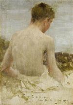 Bild:Back of a boy bather