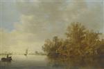 Bild:A River Landscape with Two Fishermen in a Boa