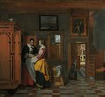 Bild:Interior with Women beside a Linen Cupboard