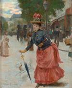 Bild:Boulevard scene with an elegant lady