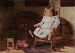 Bild:Child in a Blue Dress in a Chair