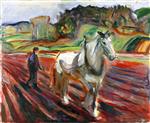 Bild:Man Plowing with a White Horse