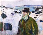 Bild:Old Fisherman on Snow Covered Coast