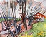 Bild:Spring Landscape with Red House