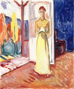 Bild:Woman Standing in the Doorway