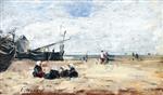 Bild:Berck, Fisherwomen Seated on the Shore